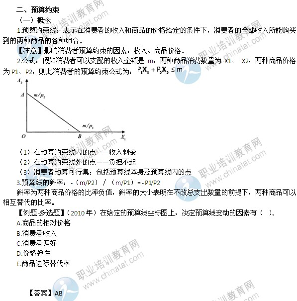 2014年中級經(jīng)濟(jì)師考試經(jīng)濟(jì)基礎(chǔ)知識精講：預(yù)算約束