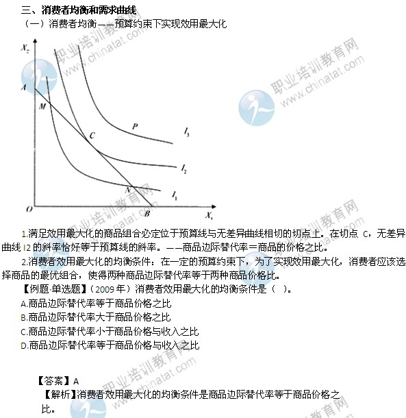 2014年中級經(jīng)濟(jì)師考試經(jīng)濟(jì)基礎(chǔ)知識精講：消費(fèi)者均衡和需求曲線