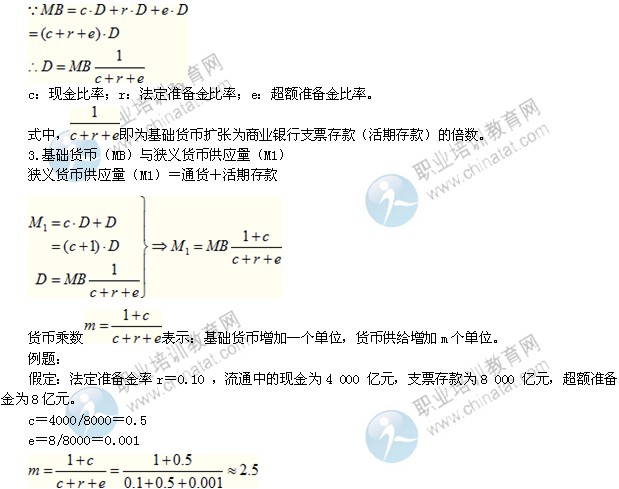 2014年中級(jí)經(jīng)濟(jì)師考試金融專(zhuān)業(yè)精講：貨幣乘數(shù)