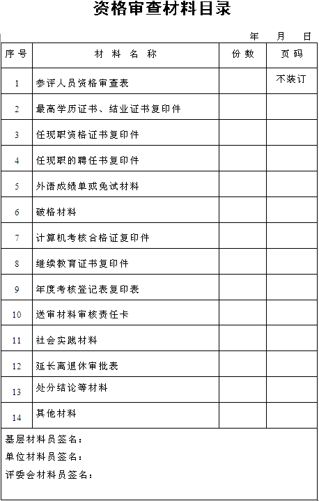 湖南2014年高級會計師資格審查材料目錄