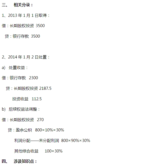 2015注會“借題發(fā)揮”會計篇：長期股權投資（方法轉換）