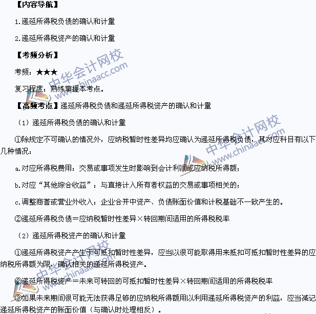 2015年中級會計職稱考試《中級會計實務(wù)》高頻考點：遞延所得稅負(fù)