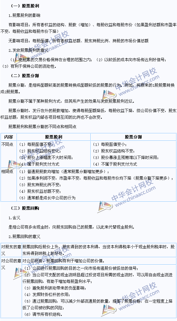 2015注會財管高頻考點：股票股利、股票分割與股票回購