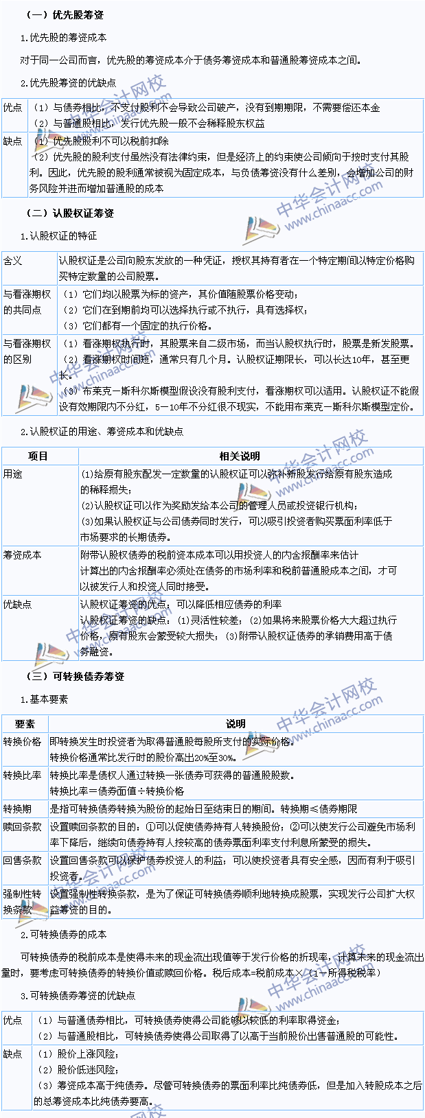 2015年注冊會計師《財務(wù)成本管理》高頻考點(diǎn)：混合籌資