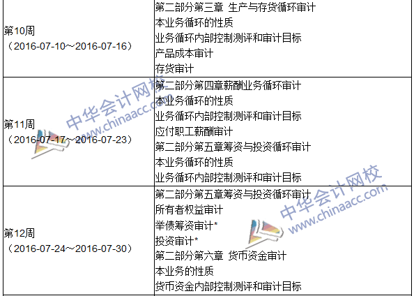 2016年中級(jí)審計(jì)師考試《審計(jì)理論與實(shí)務(wù)》科目學(xué)習(xí)計(jì)劃表""