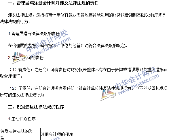 2016注會(huì)《審計(jì)》高頻考點(diǎn)：財(cái)務(wù)報(bào)表審計(jì)中對(duì)法律法規(guī)的考慮