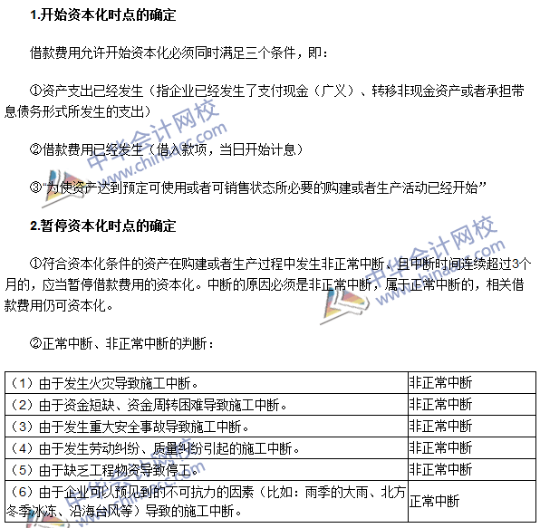 注會(huì)會(huì)計(jì)高頻考點(diǎn)：借款費(fèi)用開(kāi)始、暫停及停止資本化時(shí)點(diǎn)的確定