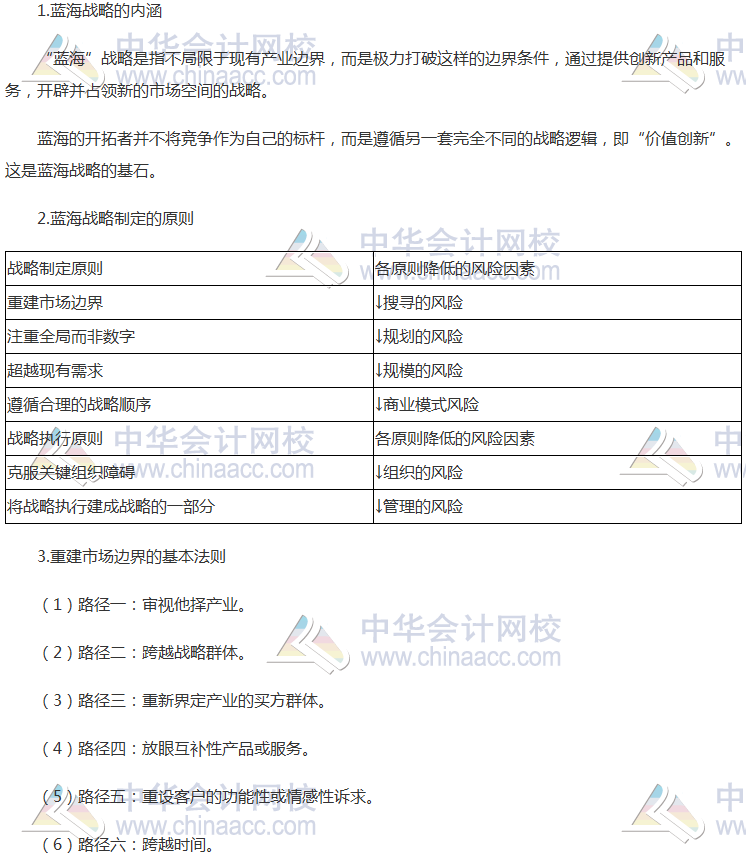 注會《公司戰(zhàn)略》高頻考點：藍海戰(zhàn)略