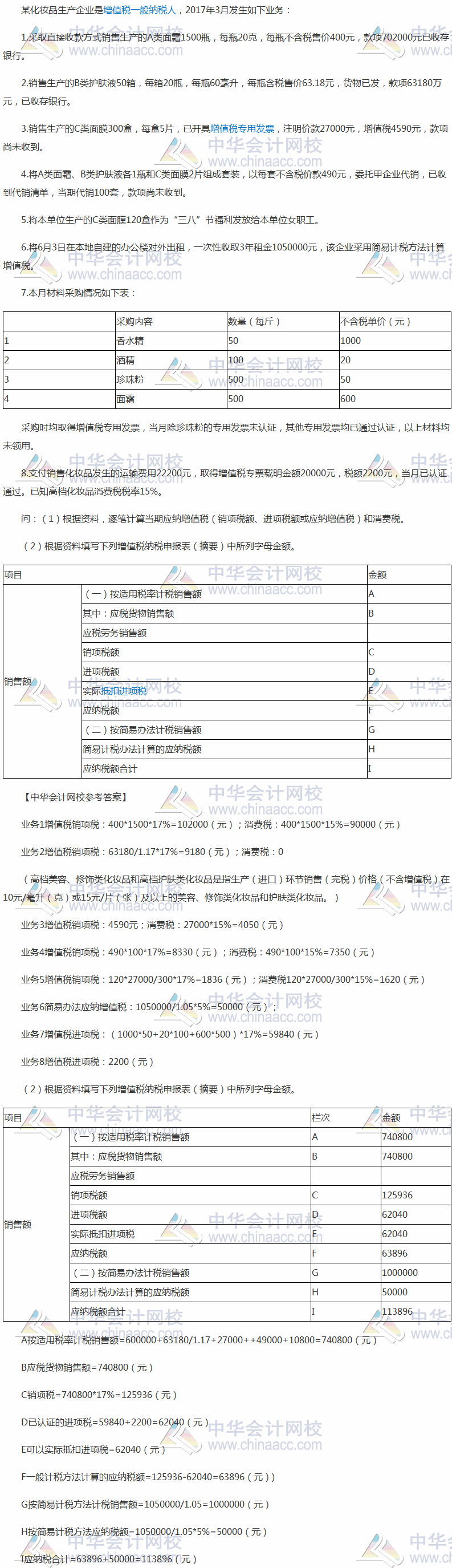 2017稅務(wù)師《涉稅服務(wù)實(shí)務(wù)》綜合題試題及參考答案（考生回憶版） 