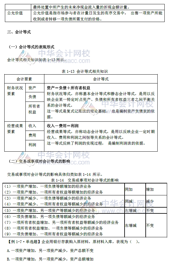 初級會計實務改革第一章內(nèi)容 會計要素及其確認與計量