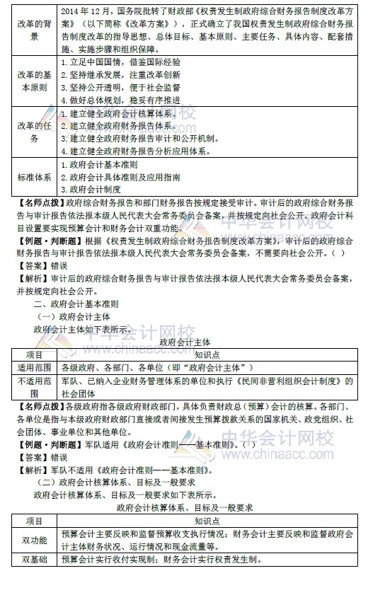 2018年初級會計(jì)實(shí)務(wù)改革第8章內(nèi)容 政府會計(jì)概述