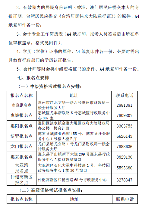 廣東惠州2018年中級會計職稱報名通知