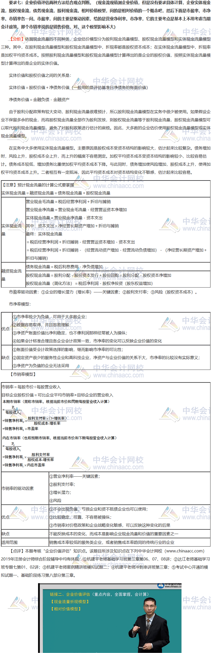 2019年注會職業(yè)能力綜合測試（二）試題涉及知識點