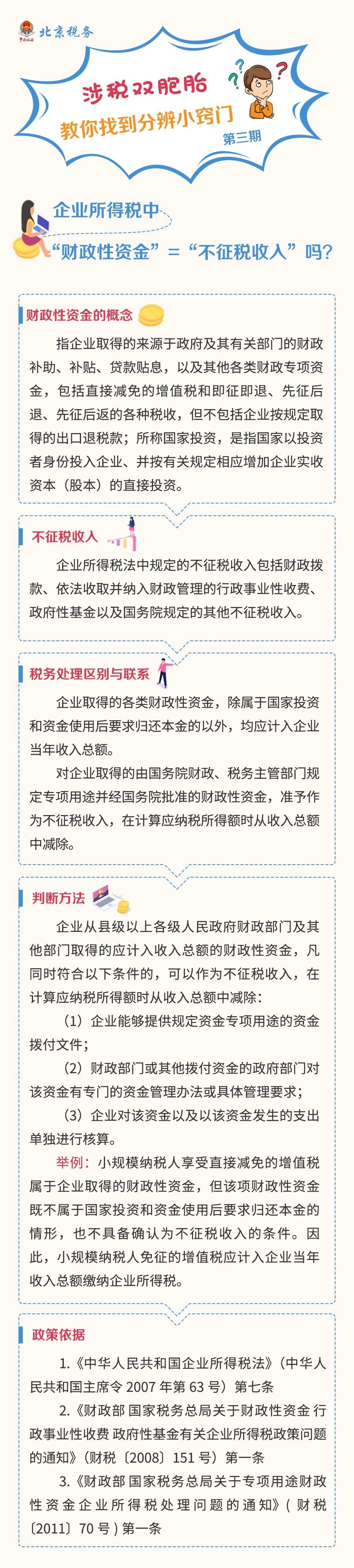 企業(yè)所得稅中“財(cái)政性資金”=“不征稅收入”嗎？