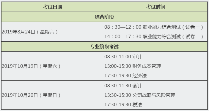 2020年cpa考試時間報名時間分別是什么時候？