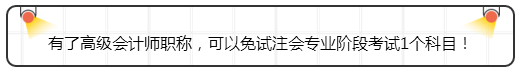 有了高級(jí)會(huì)計(jì)師職稱，可以免試注會(huì)專業(yè)階段考試1個(gè)科目！