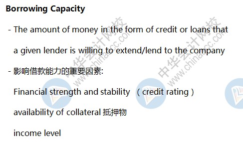 AICPA-BEC知識點：Borrowing Capacity