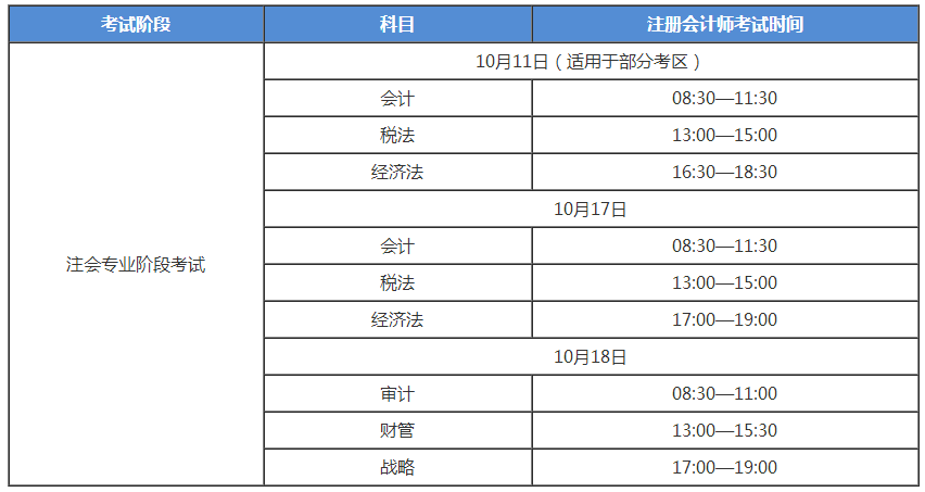 2020年注冊會計師什么時候考試？