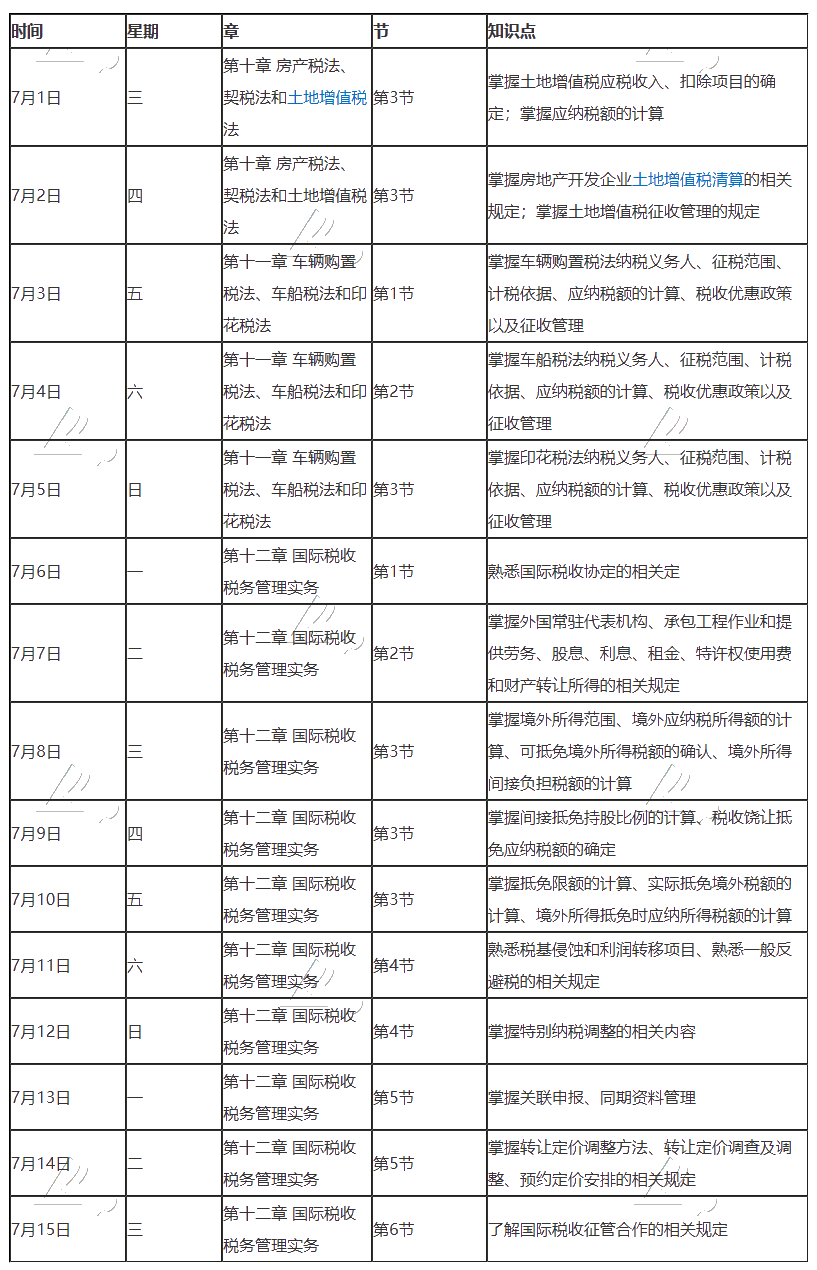 【建議收藏】2020年注冊會計師7月（上）學習日歷來啦！