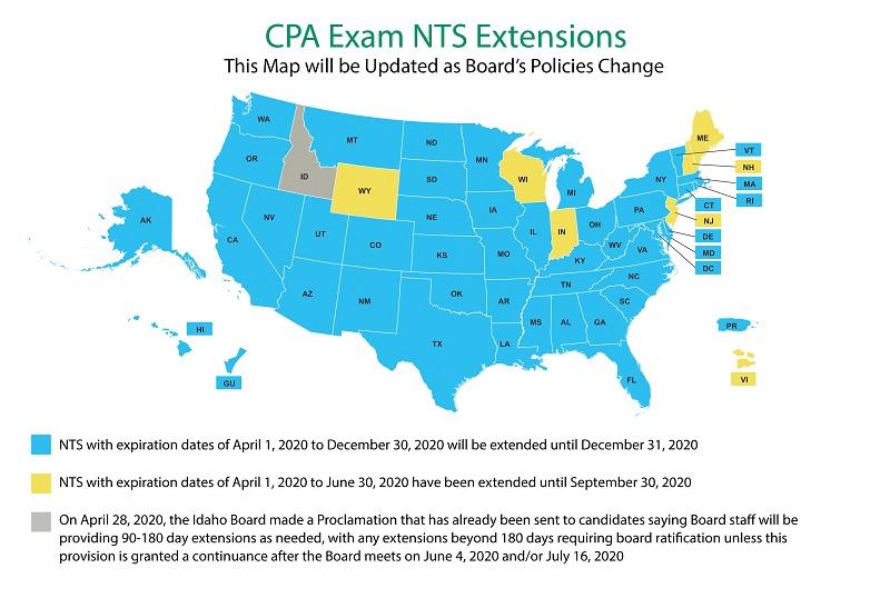 2020年AICPA考試準考證NTS有效期延期更新！