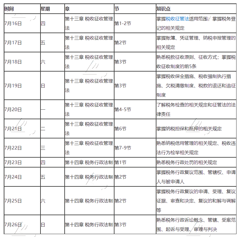 最后一期！2020年注冊會計師7月（下）學(xué)習(xí)日歷！