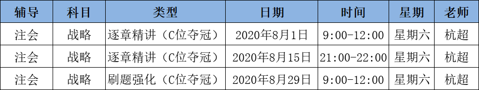 2020注會(huì)《戰(zhàn)略》C位奪冠課表來了！