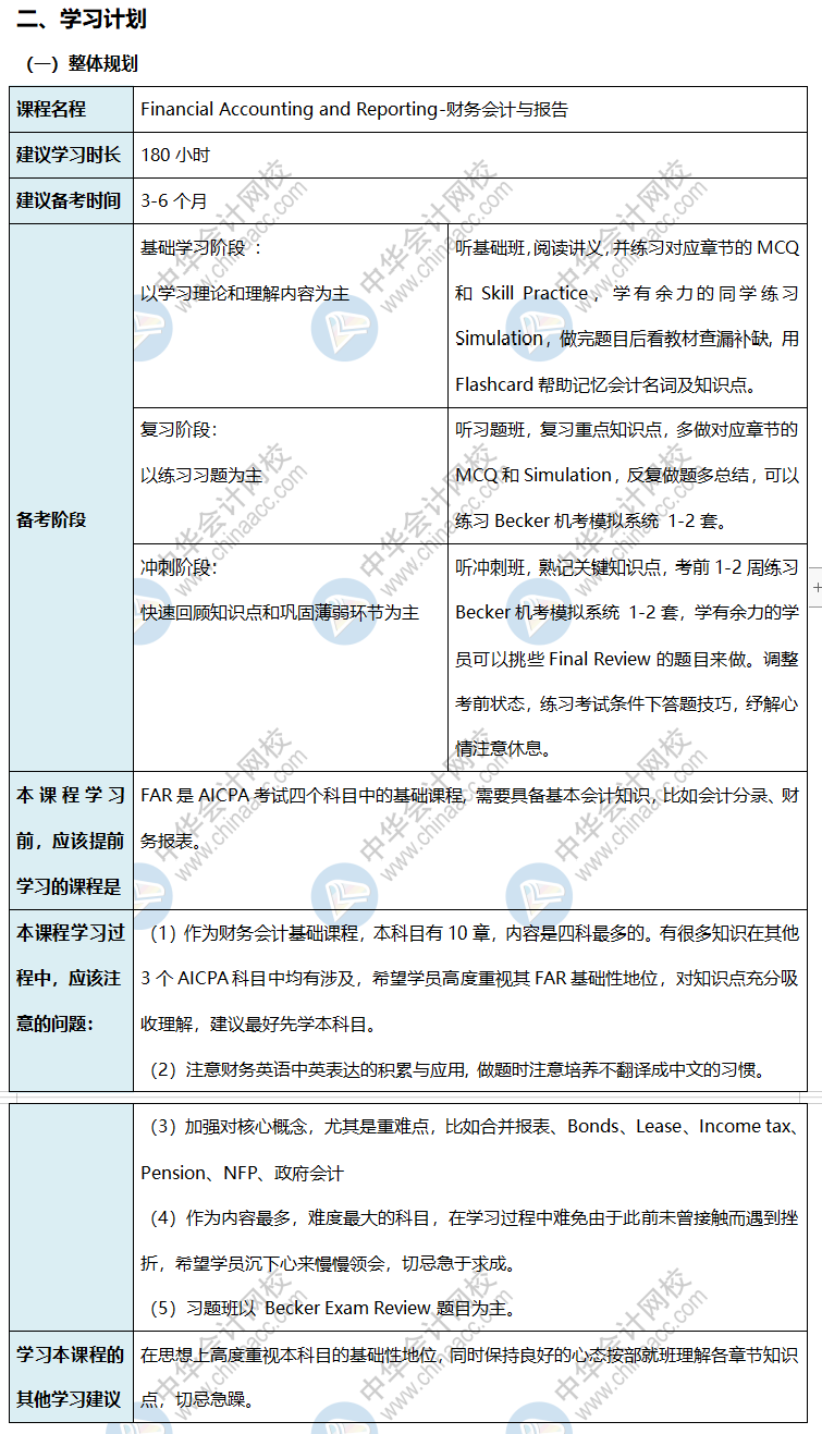 美國注冊會計師《財務(wù)會計與報告》超實用的三輪學(xué)習(xí)計劃表！