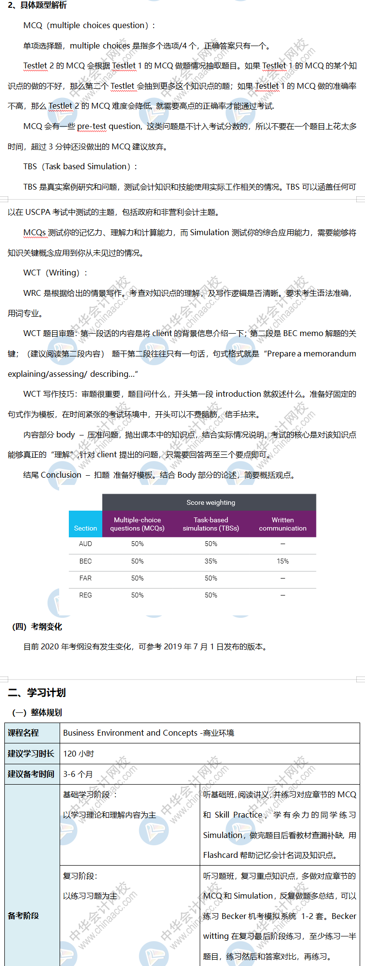 就差你沒(méi)看了！2020美國(guó)注會(huì)《商業(yè)環(huán)境BEC》學(xué)習(xí)計(jì)劃表到！