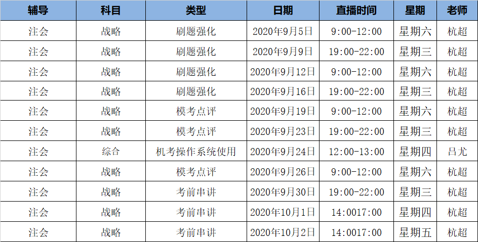 2020注會(huì)《戰(zhàn)略》C位奪冠課表來了！