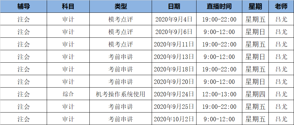 2020注會(huì)《審計(jì)》C位奪冠課表來了！