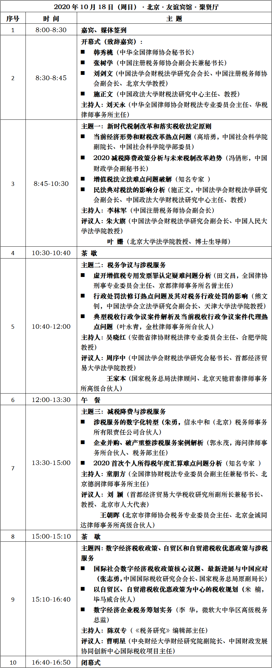 2020中國稅法論壇議程