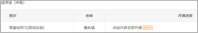 高效實驗班經(jīng)濟法侯永斌預習課程全部開通