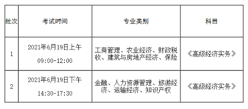 各專業(yè)2021高級經(jīng)濟(jì)師考試時(shí)間安排