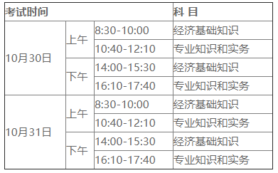 中級經(jīng)濟(jì)師考試時間