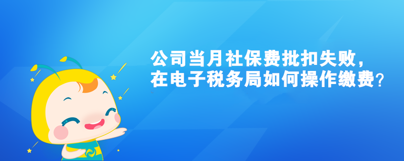 公司當(dāng)月社保費(fèi)批扣失敗，在電子稅務(wù)局如何操作繳費(fèi)？