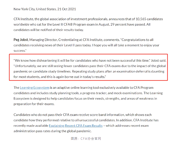 協(xié)會(huì)答復(fù)：8月CFA二級(jí)成績僅29%原因...