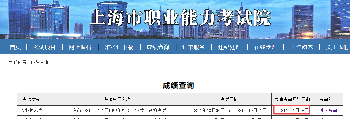 上海初中級經(jīng)濟師考試成績查詢時間