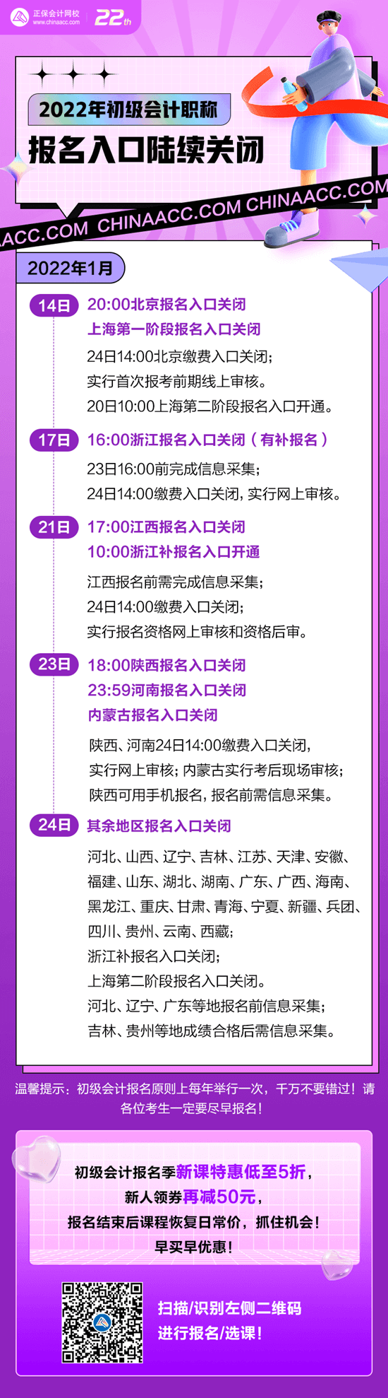 號外！2022年初級會計報名入口陸續(xù)關(guān)閉！抓緊去報名>>