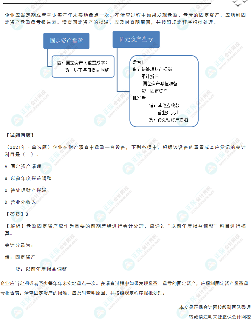 2022年《初級會計(jì)實(shí)務(wù)》高頻考點(diǎn)：固定資產(chǎn)的清查