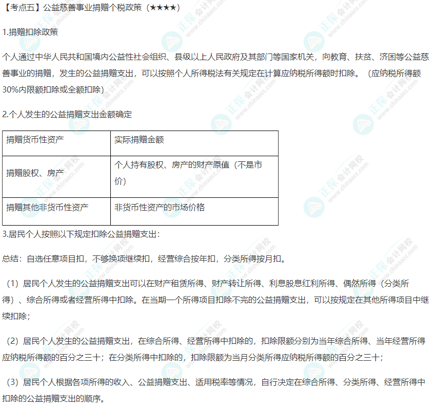 2022年注會(huì)《稅法》第五章高頻考點(diǎn)5：公益慈善事業(yè)捐贈(zèng)個(gè)稅政策