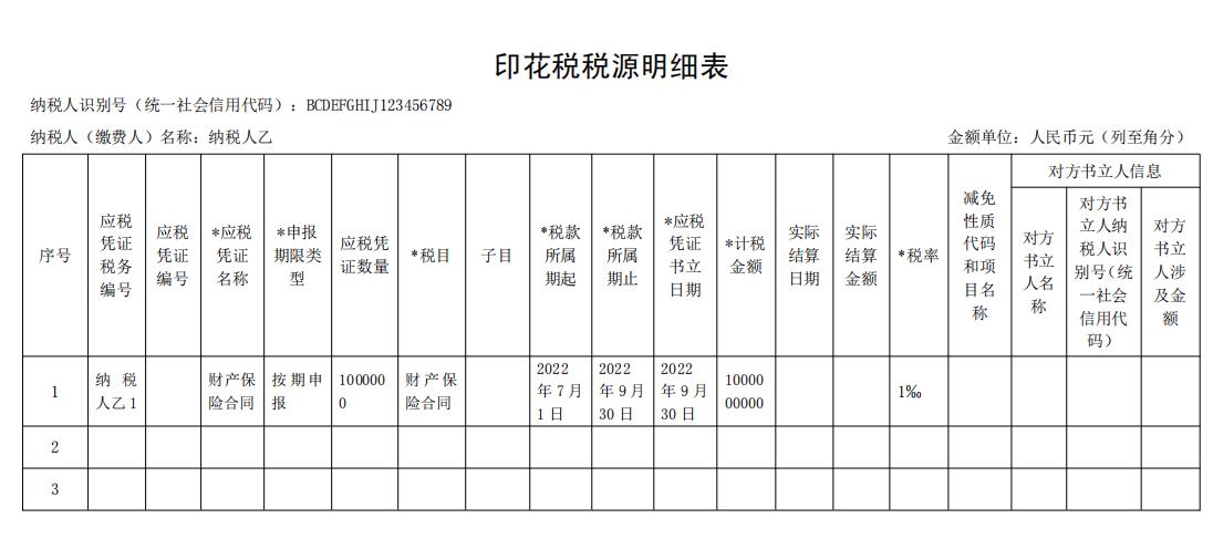 印花稅稅源明細表