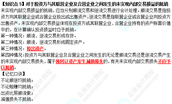 【速記口訣5】《中級會計實務》對于投資方與其聯(lián)營企業(yè)及合營企業(yè)之間發(fā)生的未實現(xiàn)內部交易損益的抵銷