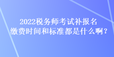 2022稅務(wù)師考試補(bǔ)報(bào)名繳費(fèi)時(shí)間和標(biāo)準(zhǔn)都是什么啊？