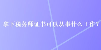 拿下稅務(wù)師證書(shū)可以從事什么工作？