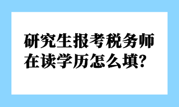 研究生報考稅務(wù)師 在讀學(xué)歷怎么填？