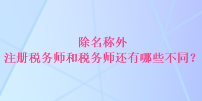 除名稱外 注冊稅務師和稅務師還有哪些不同？