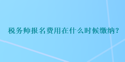 稅務(wù)師報(bào)名費(fèi)用在什么時(shí)候繳納？