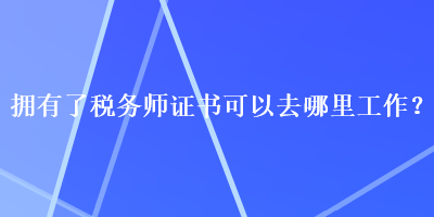 擁有了稅務(wù)師證書(shū)可以去哪里工作？