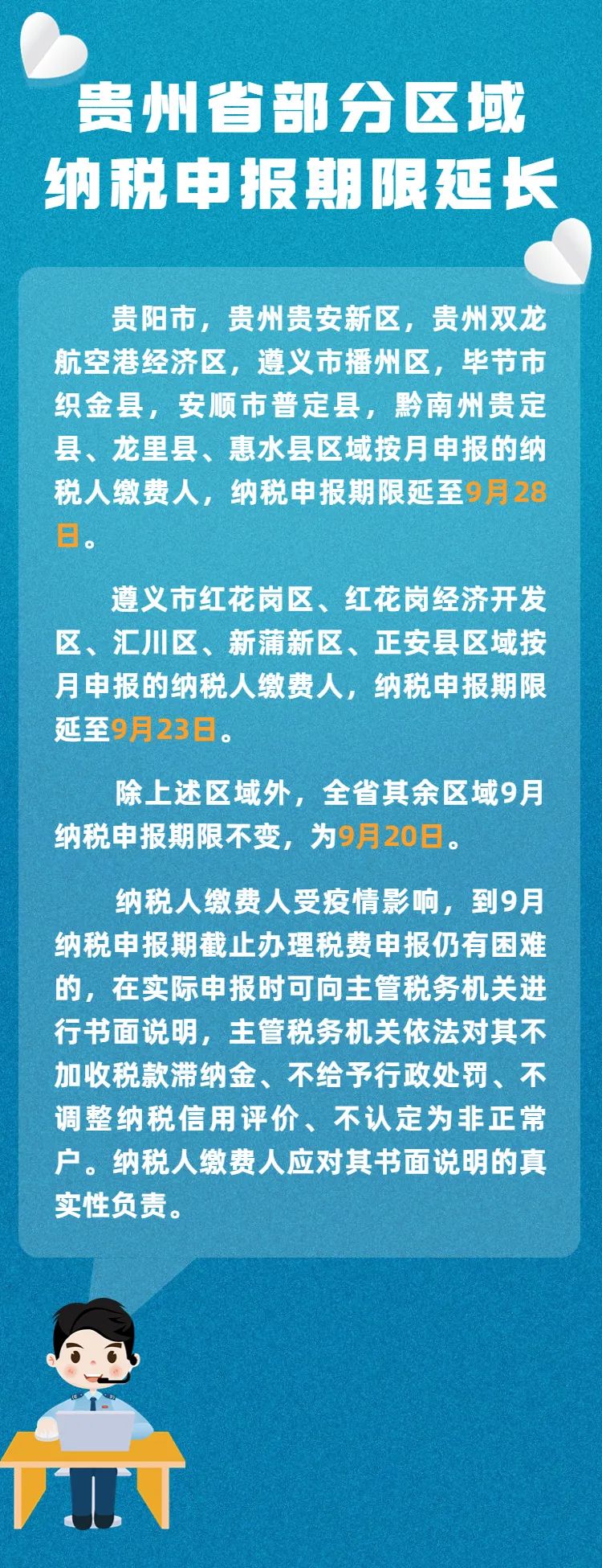 貴州省部分區(qū)域納稅申報期限延長