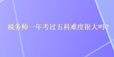 稅務(wù)師一年考過五科難度很大嗎？